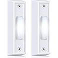 Saillong 2 Pieces Lighted Doorbell Button, Wall Mounted Garage Door Opener Switch with LED Light Compatible with Most Wire Doorbell Chimes, Transformer, Ringers, Buzzers (White,White Light)