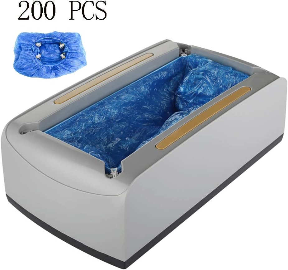 BNSDMM Non-Skid Shoe Cover Machine Home Shoe Cover Dispenser Medical & Home & Office with 200 Free Plastic Shoe Cover Automatic Foot Cover Box (Color : Silver)
