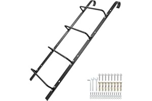 Zwinz 4-Rung Window Well Ladder Hooked, Heavy Duty Steel Fire Escape, Powder-Coated Basement Egress Wall Mounted, 45.2" Lx17.9 W, Black