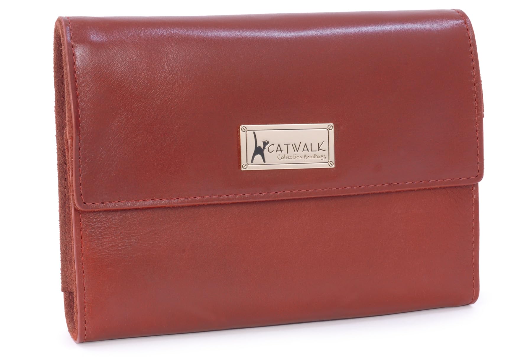 Catwalk Collection Handbags - Ladies Jewellery Roll - Travel Jewelry Organiser Case - Smooth Leather and Suede - Gift Boxed - Chanelle - Red
