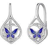 Twoowl Dragonfly/Butterfly/Hummingbird/Bee Leverback Earrings 925 Sterling Silver Hypoallergenic Moonstone Dangle Drop Earrings Animal Jewelry Gifts for Women Girlfriends Birthday