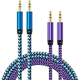 2pack/10 Feet Aux Cord, 3.5mm Audio Cable Ox Chord Male to Male Headphone Cord Auxiliary Stereo Jack Cables for Car, Eco Dot,
