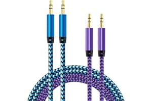 2pack/10 Feet Aux Cord, 3.5mm Audio Cable Ox Chord Male to Male Headphone Cord Auxiliary Stereo Jack Cables for Car, Eco Dot,
