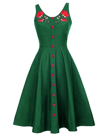 Belle Poque Damen Blumenkleid Stickereien Träger Rockabilly Kleid Petticoat Kleid BP377