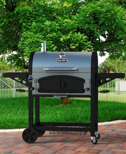Best Stainless Steel Charcoal Grill Barbecue With Firebox- Gold Medal Winner 576 Square Inch Cooking Area Powder Coated Rust Resistant Finish- 24000 BTU Dual Charcoal Trays Storage Bottle Opener