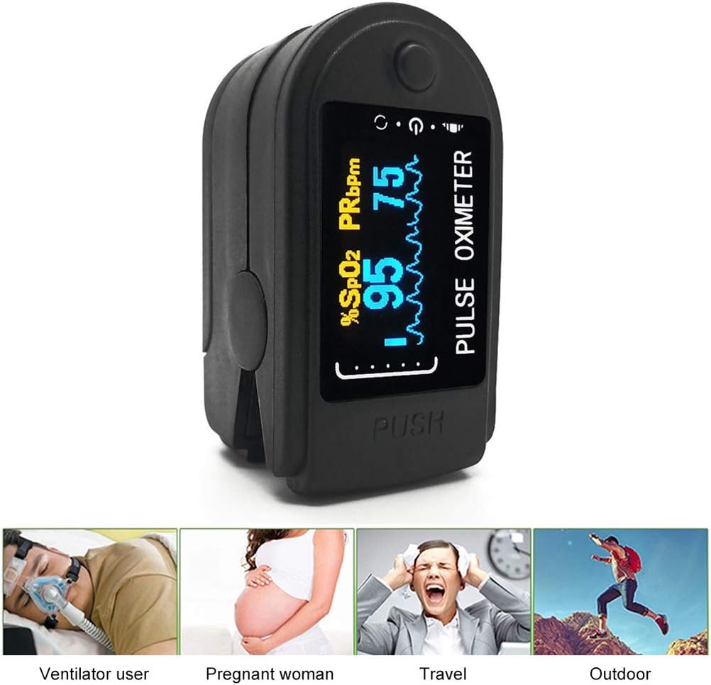 Finger Digital Pulse Oximeter Blood Oxygen Saturation Monitor Heart Rate Monitor SPO2 Health Monitors Portable Oxygen Sensor