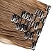 Clip in Hair Extensions 8 PCS 18 Clips 145G Thick Straight Curly Full Head Real Natural Synthetic Fibre Hairpiece 60 colors for Women Lady Girls(17 inch,light brown-curly)