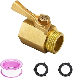 TMINCK Heavy Duty Brass Shut Off Valve- 3/4”, Solid Garden Hose Shut Off Valve Fit All Garden Hose Connector.(1pack & 2 Hose Washers)
