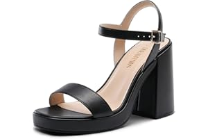 DREAM PAIRS Heels for Women Block Chunky Platform High Heels Open Toe GISELLE Fashion Wedding Party Evening Prom Dance Ankle Strap Dress Pump Sandals Shoes