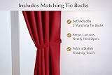 John Aird Blackout Curtains Pencil Pleat with Tie Backs Red 90 x 72 in 2 Panels view 3