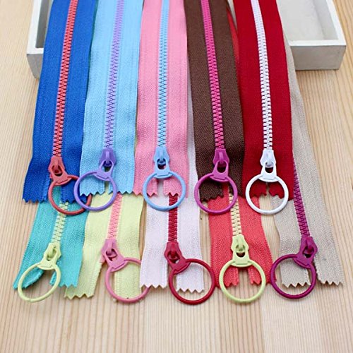 Mangocore 2017 New! Bright color 30cm 3# Resin contrast color zipper fashion pull ring zipper head DIY handwork Bag Close-End 10Pcs/lot