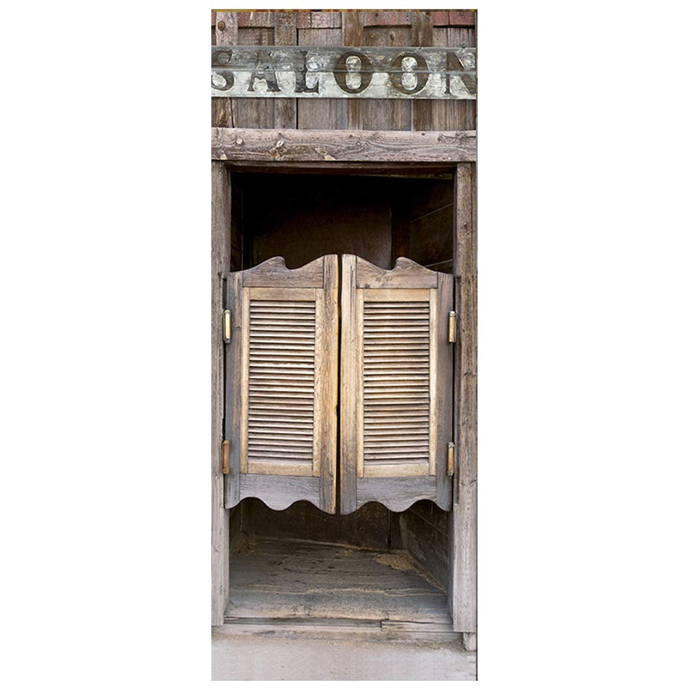 Alwayspon Modern Art 3D Door Mural Sticker, Peel and Stick Removable Vinyl Door Decals for Home Decor, 30.3x78.7(77x200cm), 2 Pcs Set (saloon)