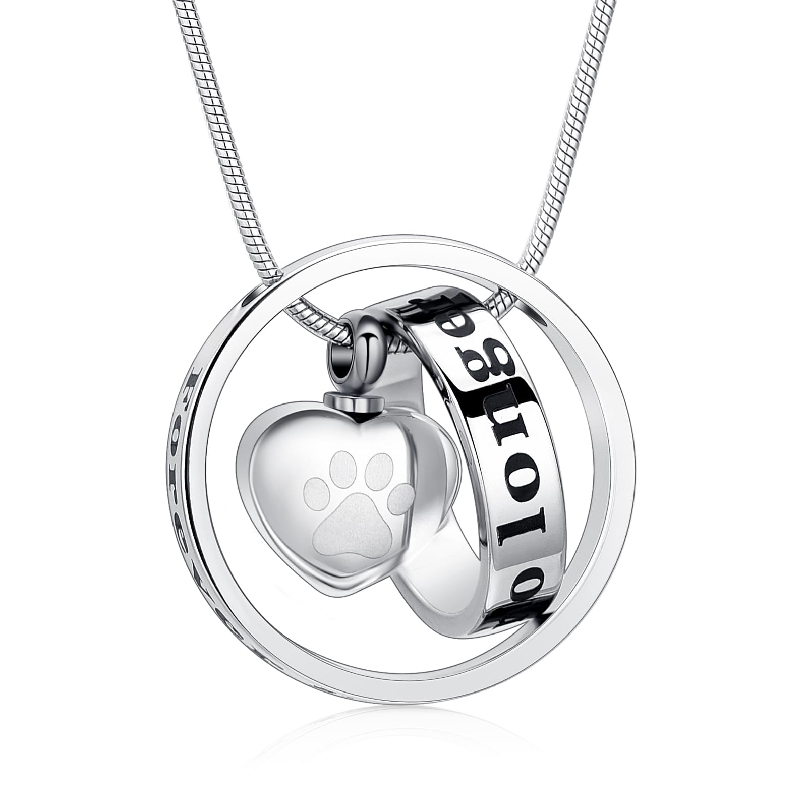 "Forever in My Heart,No Longer by My Side Pet Cremation Jewelry for Ashes of Dog/Cat Funeral Keepsake Urn Necklace Paw Print Memorial Necklace"