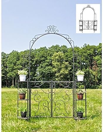 Garten Deko Eingang Garten Pforte Metall Rosenbogen Pergola Rankhilfe Aus Beschichtetem Metall Sehr Hochwertige Verarbeitung Inkl Eckregalen Fur Ihre Pflanzen Amazon De Garten