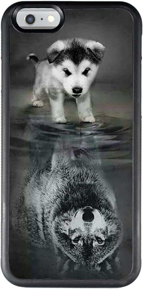 iPhone 6s 6 Case with Wolf Pattern Whimsical Design Bumper Black Soft TPU and PC Protection Anti-Slippery &Fingerprint Case for iPhone 6s 6