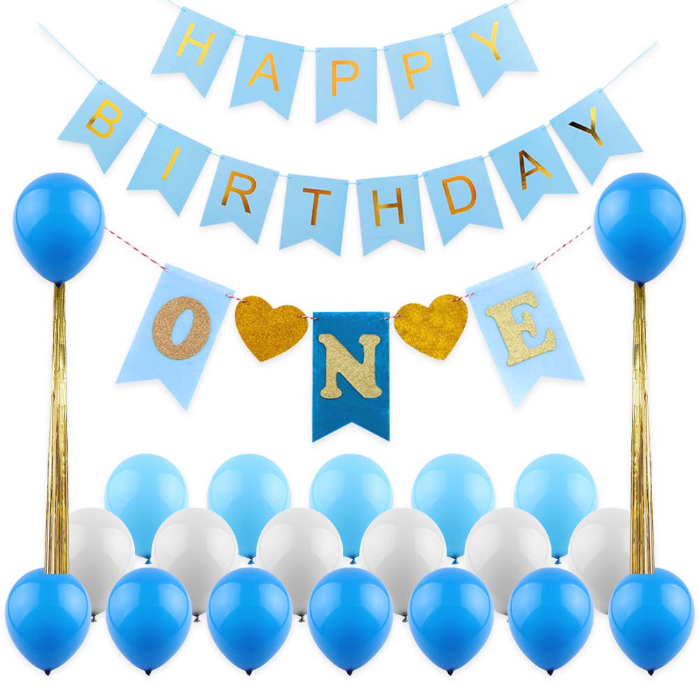 Amazon Com 1st Birthday Boy Decorations Kit Happy Birthday Banner