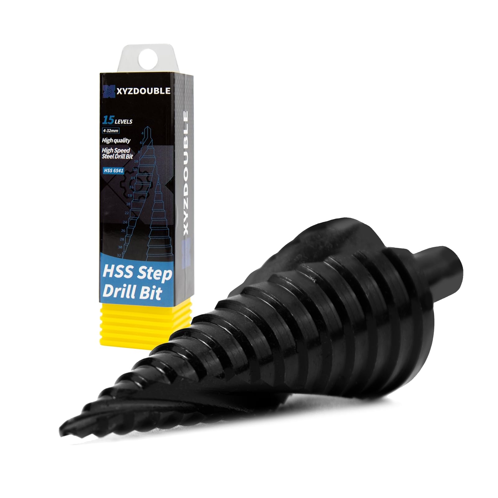 HSS Step Drill Bit 4-32mm High Speed Steel Step Cone Bits Hole Cutter Hex Shank Metric Double Slot Cone Cutting Drill for Wood Sheet Metal PVC Thin Metals