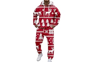 2025 Christmas Suit for Men 2 Pieces Ugly Santa Hoodies Tracksuit Xmas Sweatpants Outfit Funny Graphic Track Suit Set