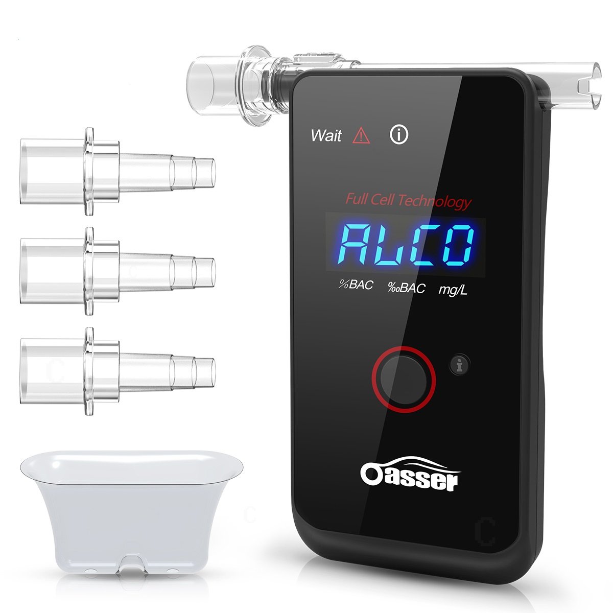 oasser Ethylotest Electronique Alcootest Professionnel à Capteur Electrochimique Testeur d\'alcool à Ecran LED d\'Affichage Numérique avec 4 Embouts (T3-Alcootest)