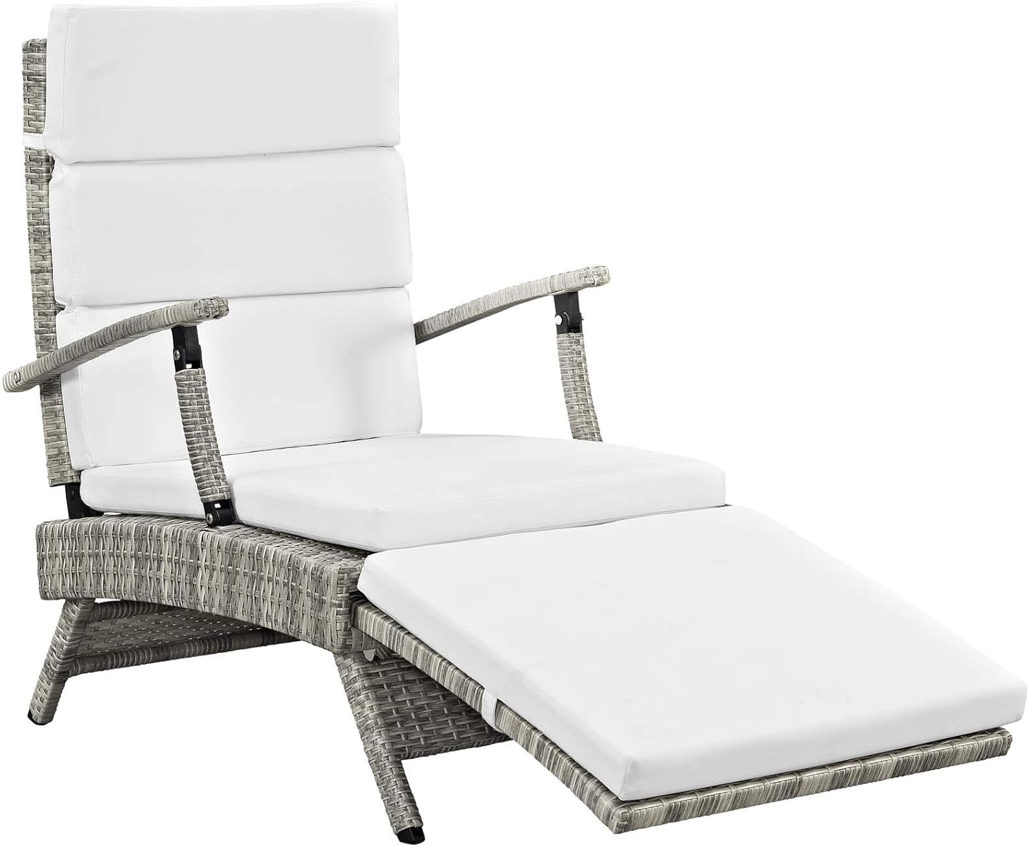 Modway Envisage Outdoor Patio Wicker Rattan Chaise Lounge in Light Gray White : Garden & Outdoor