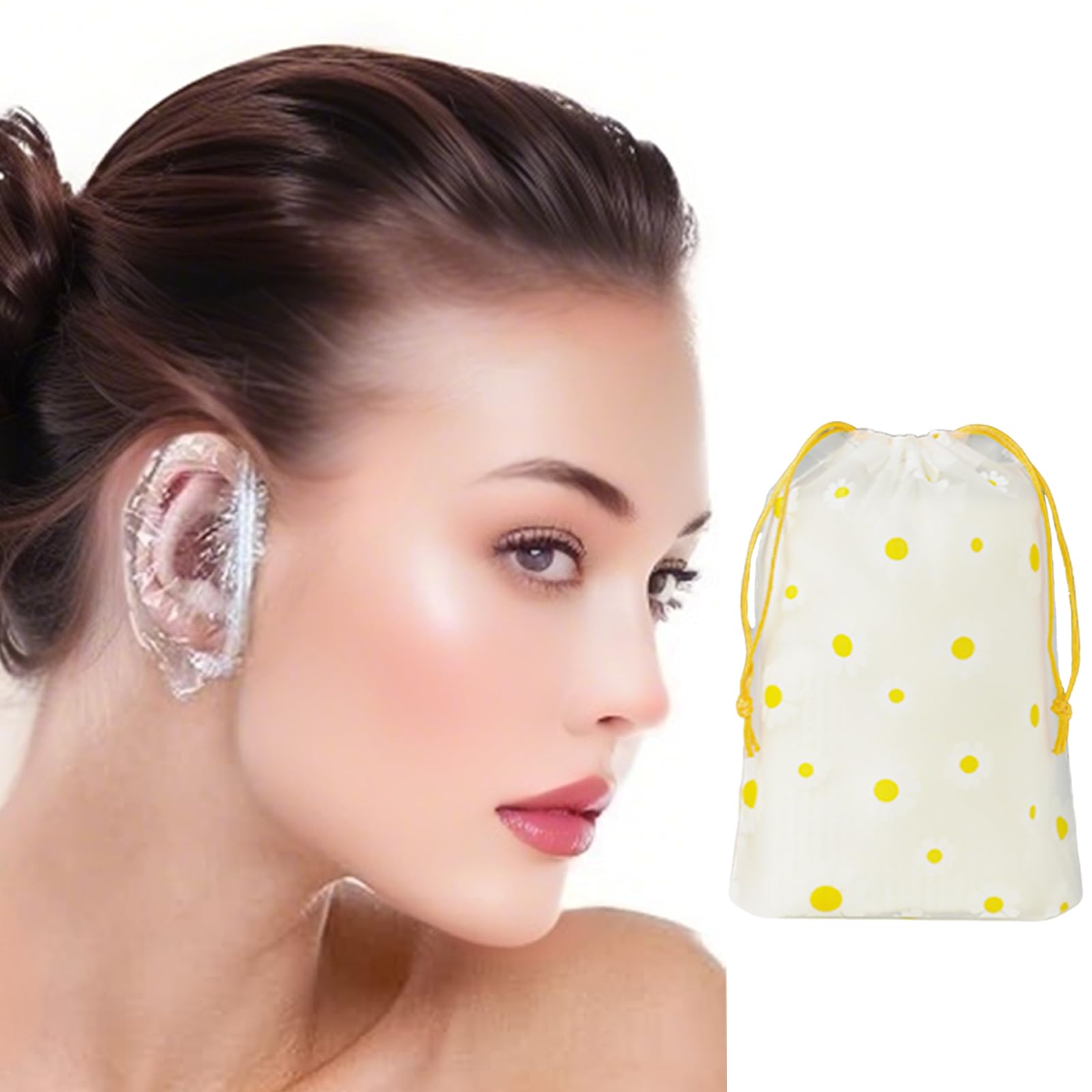 Photo 1 of 200Pcs Premium Waterproof Ear Covers - Disposable PE Ear Protectors for Shower, Hair Dye, & Salon Use - Elastic Ear Caps for adults