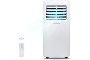 DENBIG Portable Air Conditioner 300-400 Sq. ft, 3-in-1 Air Conditioning, Dehumidifier and Cooling Fan with 2 Fan Speeds, Digital Display, Remote Control, 24-hour Timer,White