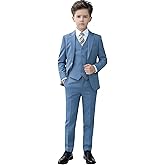 YuanLu Boys Suit for Kids Tuxedo Wedding Ring Bearer Outfit, 5 Piece Boy Slim Fit Formal Suits with Adjustable Waist