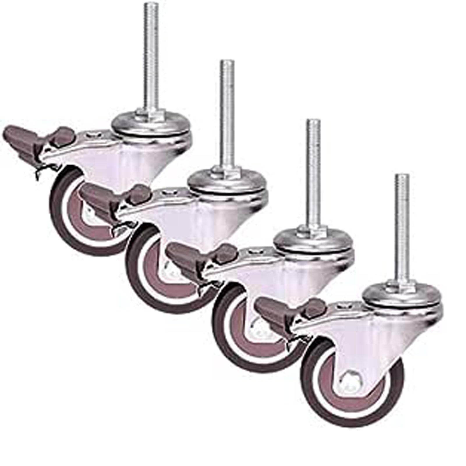 2 Inch 50mm Wheels M8×50mm Thread Furniture Casters Silent Universal Swivel Heavy Duty Rubber with Brake for Trolley Baby Bed Wine Cart 200KG - 4PCS (Screw)