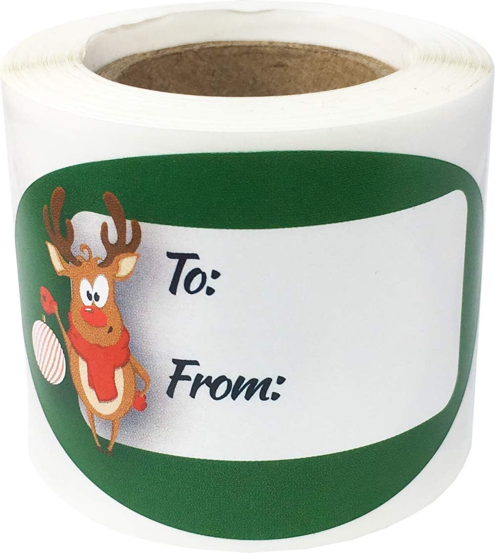 Rudolph The Red Nosed Reindeer Presents Gifts Tags Christmas Holiday to from Labels 1 1/2 x 2 1/2 Inch 100 Total Stickers