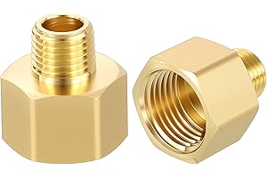 CoCud 2 Pack Brass Pipe Fittings, 1/2" NPT Female to 1/4" NPT Male Reducer for Air, Oil, LP