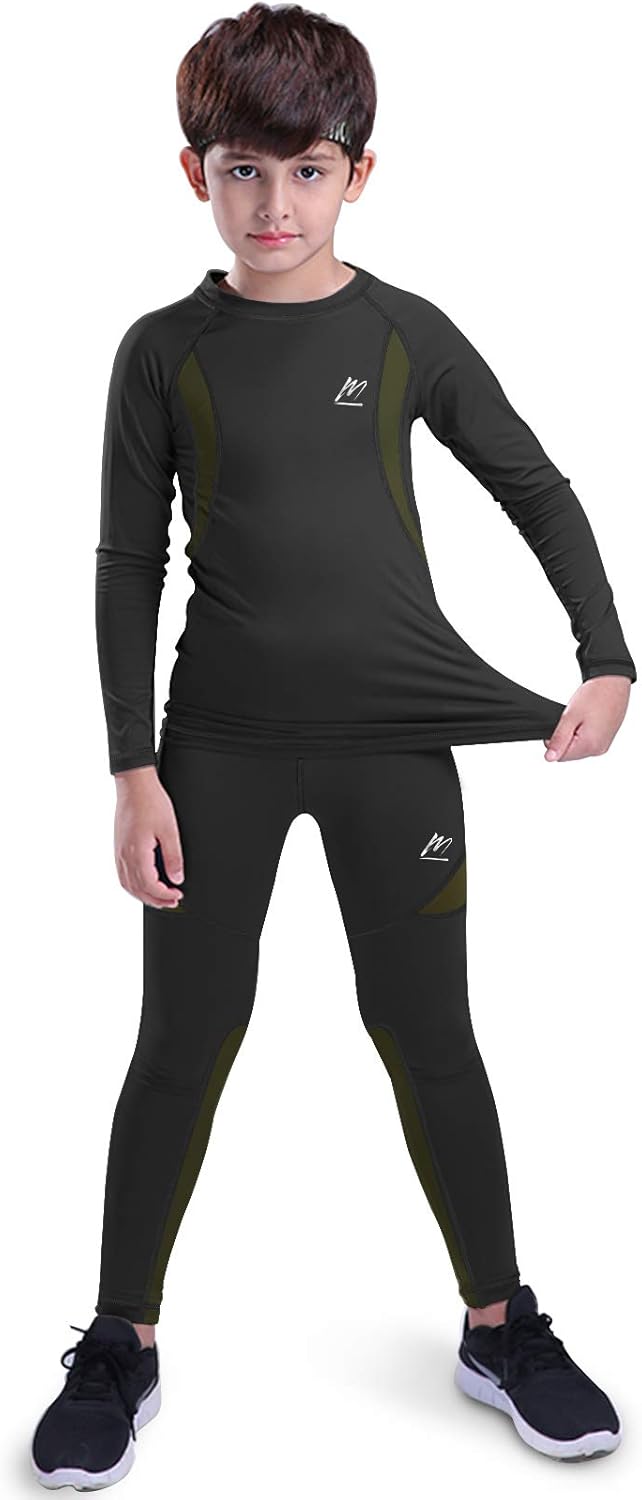 MeetHoo Thermal Underwear Set for Boys, Fleece Lined Long Johns Soft Warm Base Layer for Kids (Size 8-16 Years): Clothing