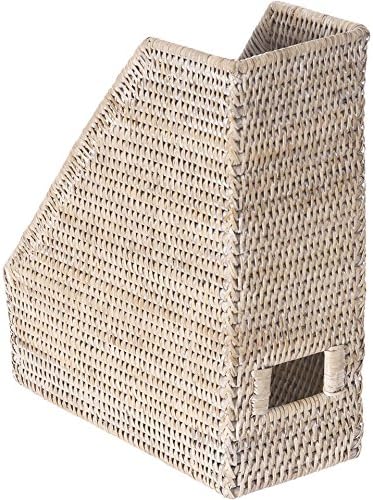 KoubooLa Jolla Rattan Magazine File, White Wash, Wicker, 26.67 x 11.43 x 30.48 cm