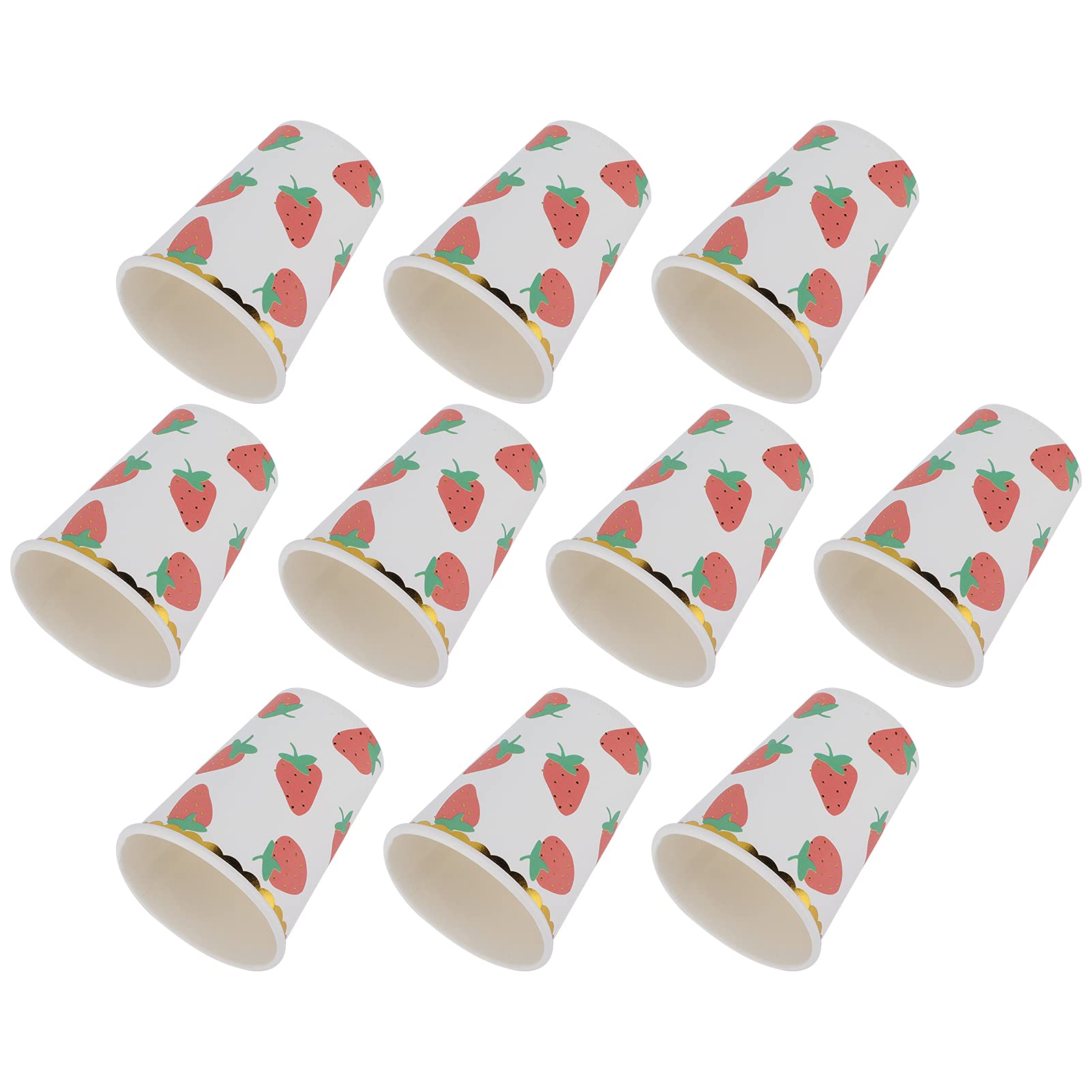 Party Tableware Act Plates Favors Supplies Cutlery Strawberry Pattern Set 10Pcs Paper Tablecovers (Paper Cup)