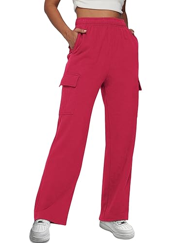 AUTOMET Womens Cargo Sweatpants Baggy Fleece High Waisted Joggers
