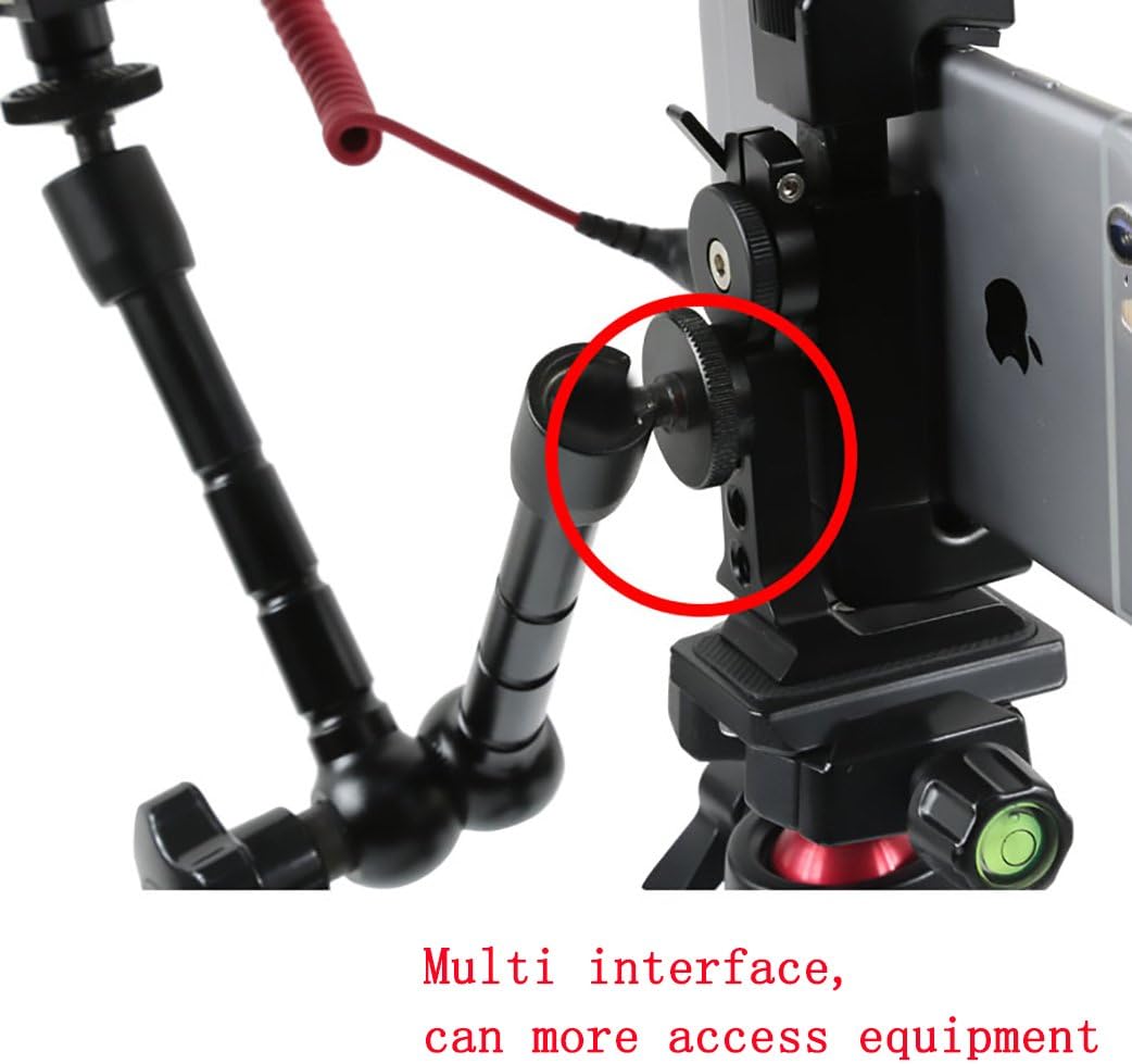 Metal Phone Tripod Mount with Cold Shoe,Woohoto 360 Rotation,Compatible with iPhone 11 Pro Tripod Mount, Sumsung Smartphone Holder Adapter, Cell Phone Clamp,Video Rig Mount for Live Streaming: Camera & Photo