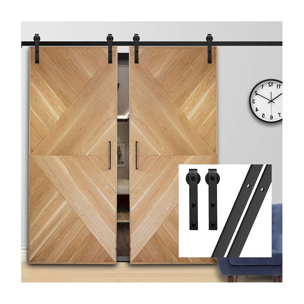 13FT/396cm Sliding Barn Door Hardware Sliding Door Kit Barn Door Hardware,Splicing Track,Four Rollers,No Doors in It