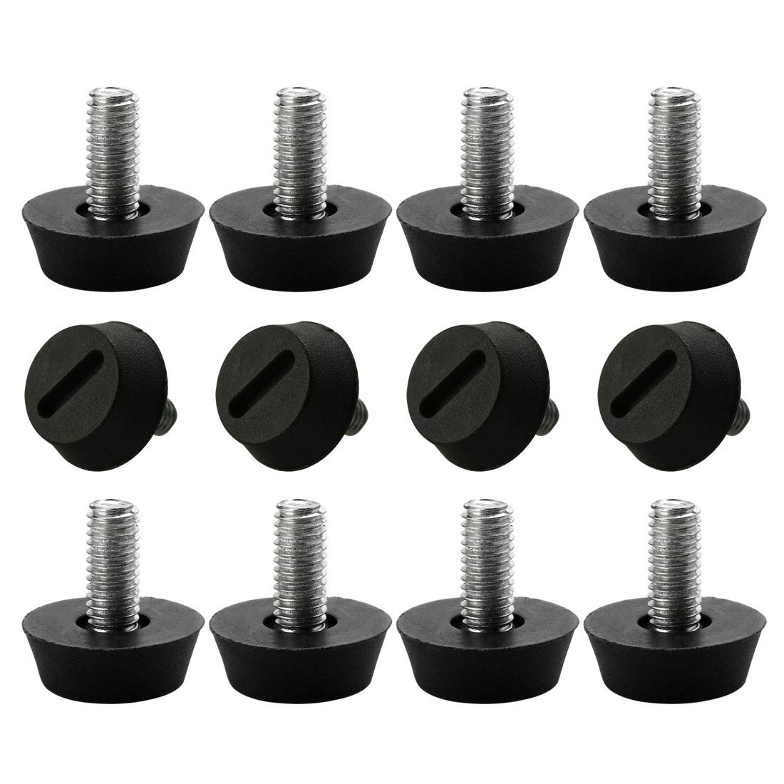 sourcingmap M6 x 13 x 20mm Furniture Glide Leveling Feet Adjustable Leveler Floor Protector for Chair Sofa Leg 12 Pack
