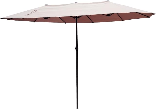 Amazon Com Outsunny 15 Double Sided Outdoor Patio Market Umbrella With Air Vents Tan Garden Outdoor