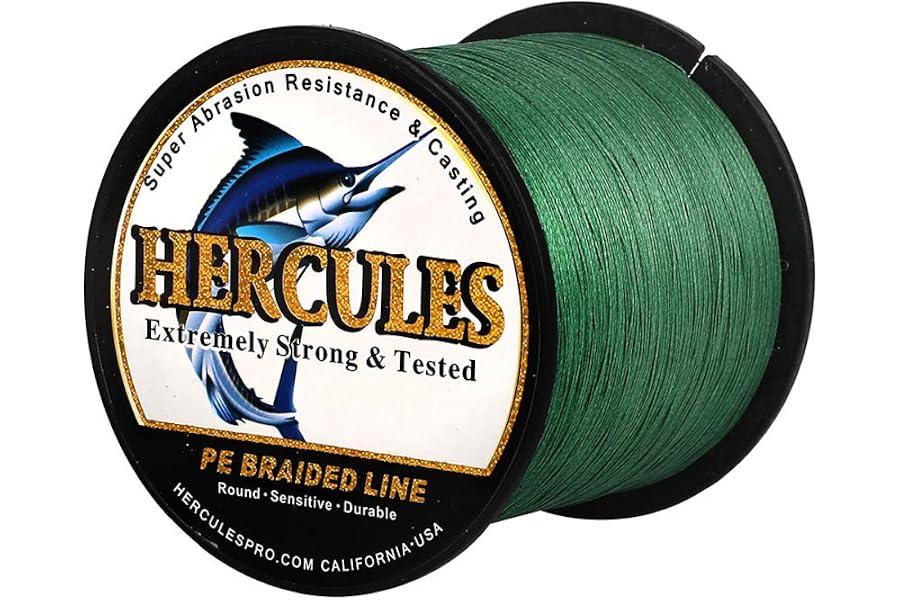HERCULES Cost-Effective Super Cast 8 Strands Braided Fishing Line 10LB to 300LB Test for Salt-Water,109/328/547/1094 Yards(100M/300M/500M/1000M),Diam.#0.12MM-1.2MM,Hi-Grade Performance,Variety Colors