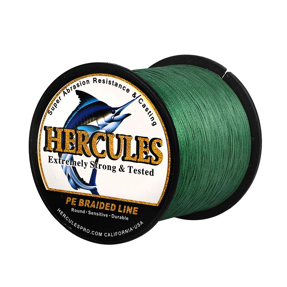 Hercules Super Cast 500M 547 Yards Braided Fishing Line 40 LB Test for Saltwater Freshwater PE Braid Fish Lines Superline 8 Strands - Green, 40LB (18.1KG), 0.32MM — image 1