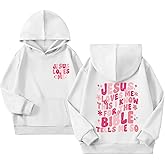 Zoemghc Girl's Christian Graphic Hoodie God Jesus Loves Me Hoodies for Kids Faith Religious Hooded Sweatshirts Pullover Tops