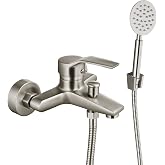 Aolemi Wall Mount Bathtub Faucet with Handheld Sprayer Brushed Nickel | Wall Mounted Tub Filler with Diverter Single Handle