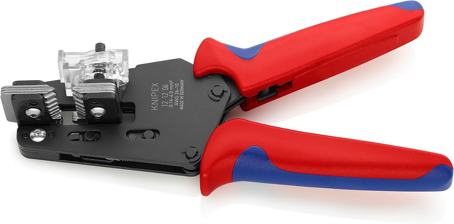 KNIPEX Precision Insulation Stripper with Adapted Blades with Multi-Component Handles 195 mm, 12 12 06