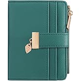 Pomelo Best Wallet Women Bifold Leather Wallets for Women Credit Card Holder with ID Window Zipper Coin Pocket Teal Blue