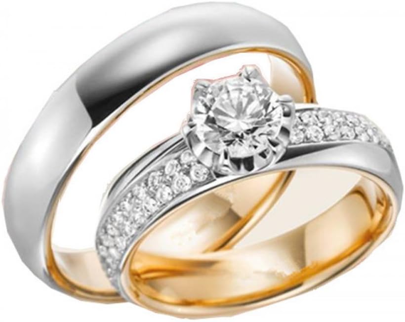 His & Hers Matching Set Titanium Steel Wedding Band Ring Sold by Pair , Free Engraving