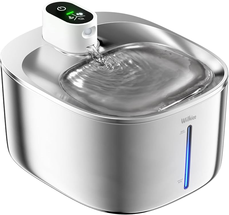 Fuente de Agua para Gatos, Acero Inoxidable, 4.1 L, dispensador de Agua inalámbrico para Mascotas, para Gatos y Perros en Interiores