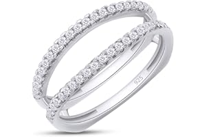 SAVEARTH DIAMONDS 1/3 ct t.w Round Cut Lab Created Moissanite Diamond Wedding Enhancer Guard Double Ring For Women In 14K Gold Over Sterling Silver (D Color, VVS1 Clarity 0.33 Cttw)