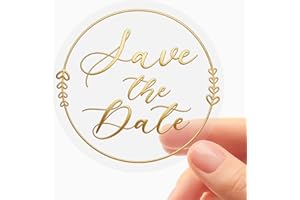 100 Pack Save The Date Transparent Wedding Thank You Stickers, Gold or Silver Foil Round Envelope Seals for Wedding Invitatio
