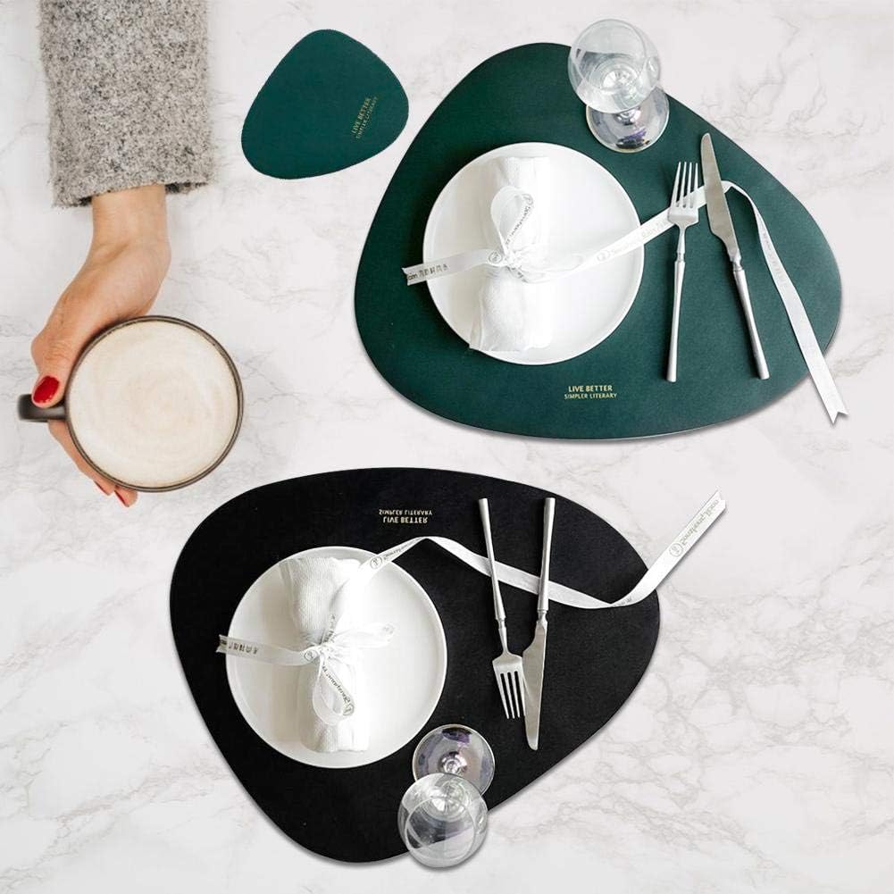 anne210 Leather Placemats Dinner Table Mats，Triangle Oval