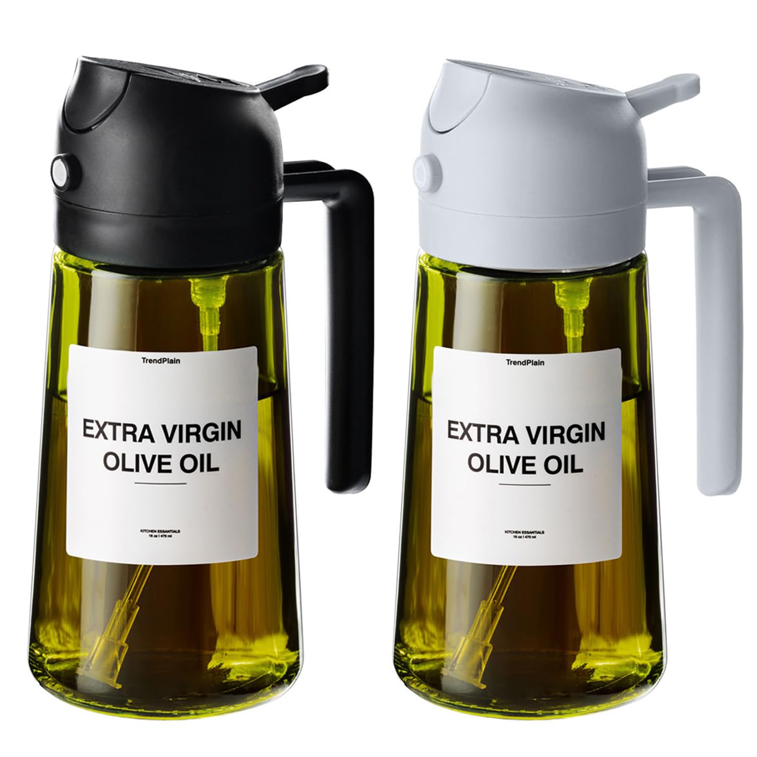 Photo 1 of TrendPlain - Original 16oz/470ml Olive Oil Dispenser Bottle for Kitchen Gadgets and Air Fryer Accessories - Olive Oil Sprayer for Cooking w/Stickers - Black&Ash
